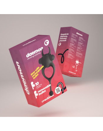 DAEMON ANILLO PARA EL PENE CON BALA RECARGABLE NEGRO CRUSHIOUS