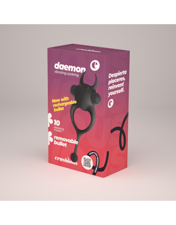 DAEMON ANEL PARA O PÉNIS COM BALA RECARREGÁVEL PRETO CRUSHIOUS