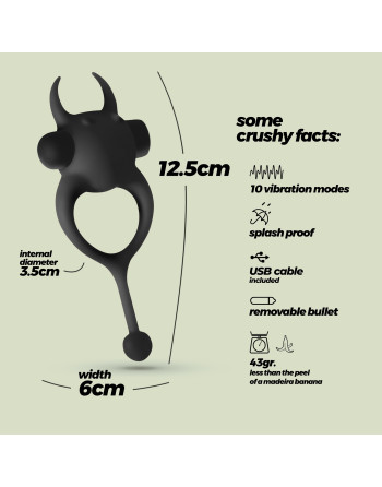 DAEMON ANILLO PARA EL PENE CON BALA RECARGABLE NEGRO CRUSHIOUS