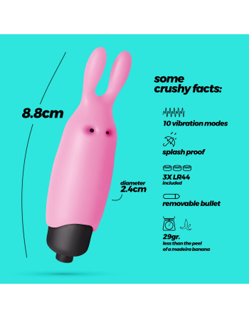 O-PET CONEJO CON BALA DE 10 VIBRACIONES ROSA PASTEL CRUSHIOUS