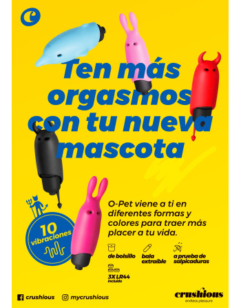 O-PET CONEJO CON BALA DE 10 VIBRACIONES ROSA PASTEL CRUSHIOUS
