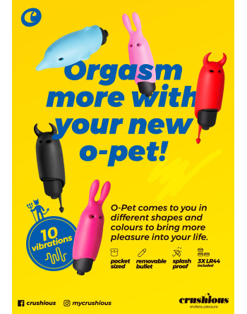 O-PET DIABO COM BALA DE 10 VIBRAÇÕES PRETO CRUSHIOUS