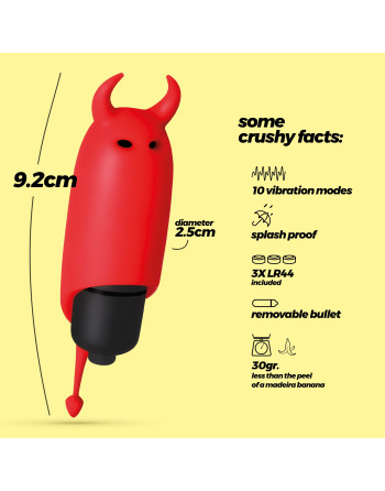O-PET DIABLO CON BALA DE 10 VIBRACIONES ROJO CRUSHIOUS