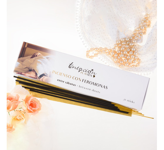 PACK DE 25 VARILLAS DE INCIENSO CON FEROMONAS AROMA ENTRE SÁBANAS TENTACIÓN PLAY SEX