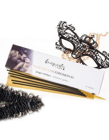 PACK DE 25 VARITAS DE INCIENSO DE FEROMONAS CON AROMA A JUEGOS ÍNTIMOS TENTACIÓN PLAY SEX