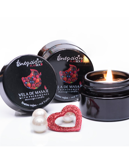 VELA DE FEROMONAS CON AROMA A FRUTOS ROJOS 20ML TENTACIÓN PLAY SEX