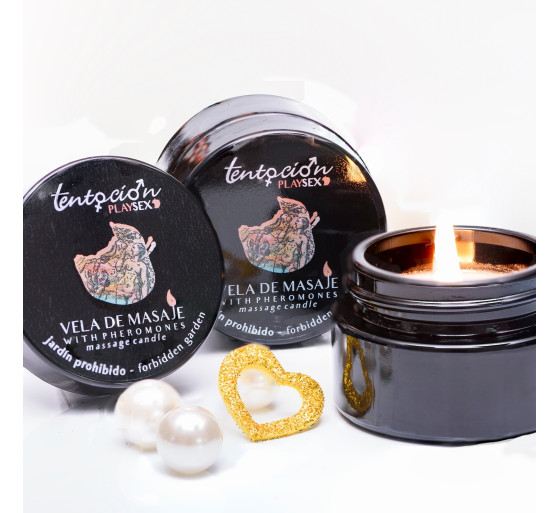 VELA DE FEROMONAS CON AROMA A JARDÍN PROHIBIDO 20ML TENTACIÓN PLAY SEX