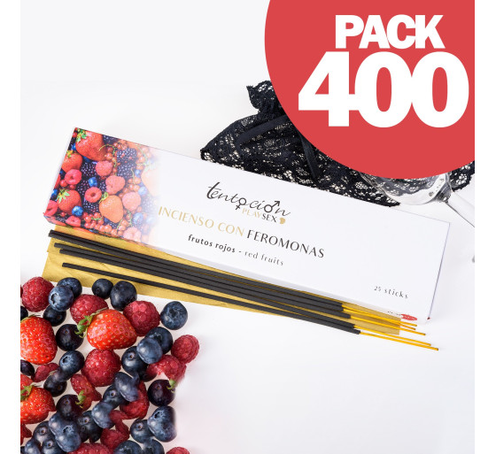 PACK DE 400 INCENSOS COM FEROMONAS AROMA FRUTOS VERMELHOS TENTACIÓN PLAY SEX