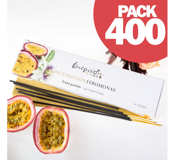 PAQUETE DE 400 VARITAS DE INCIENSO DE FEROMONAS CON AROMA A FRUTA DE LA PASIÓN TENTACIÓN PLAY SEX