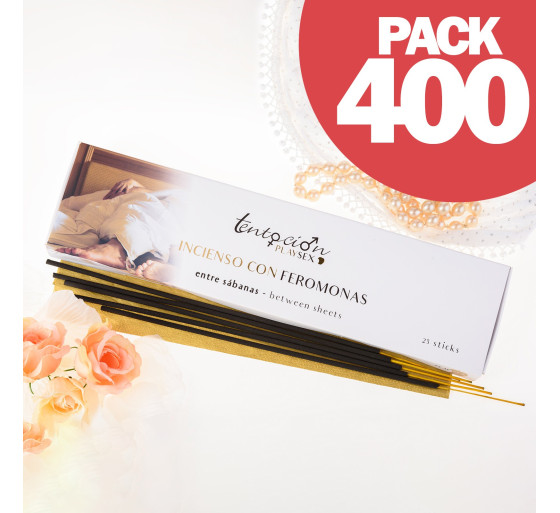 PACK DE 400 VARILLAS DE INCIENSO CON FEROMONAS AROMA ENTRE SÁBANAS TENTACIÓN PLAY SEX