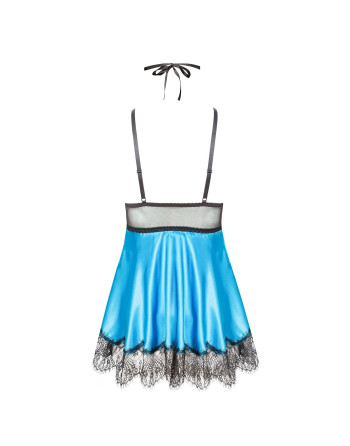 CAMISA DE NOITE E TANGA EVE TURQUESA  BEAUTY NIGHT FASHION