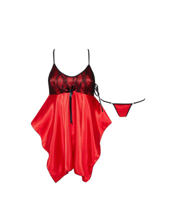 CAMISA DE NOITE E TANGA JULIETA VERMELHO BEAUTY NIGHT FASHION