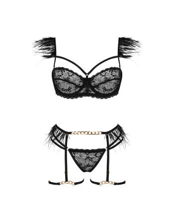 CONJUNTO DE 4 PEÇAS CRYSTAL PRETO BEAUTY NIGHT FASHION