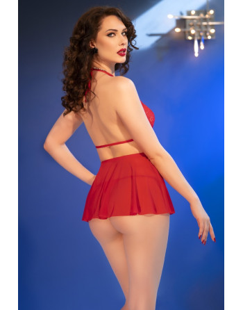 CAMISA DE NOITE E TANGA CR-4720 VERMELHA CHILIROSE