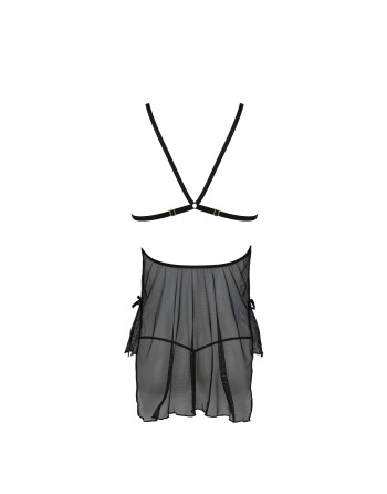 CAMISA DE NOITE E TANGA DELIENA PRETA PASSION