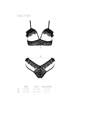 CONJUNTO DE 2 PEÇAS DOLLY PRETO EROTIC LINE PASSION