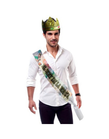 BANDA Y CORONA “EL REY DE LA FIESTA” EN ESPAÑOL