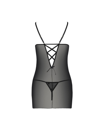 CAMISA DE NOITE E TANGA LOVELIA PRETO PASSION