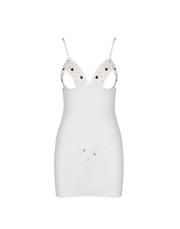 CAMISA DE NOITE E TANGA LOVELIA BRANCO PASSION