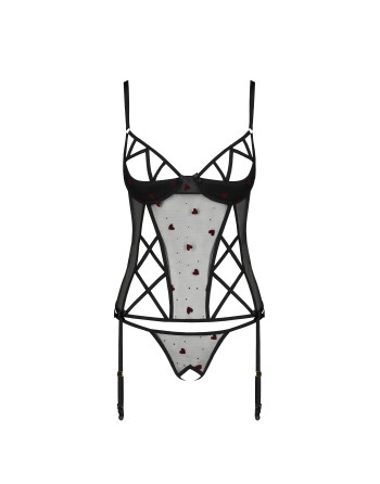 CORSÉ Y TANGA LOVELIA NEGRO PASSION