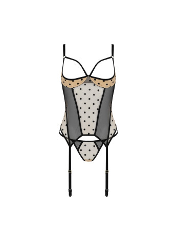 CORSÉ Y TANGA MARINA BEIGE DEVIL COLLECTION PASSION