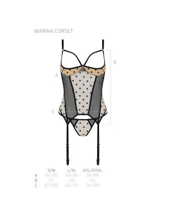 CORSÉ Y TANGA MARINA BEIGE DEVIL COLLECTION PASSION