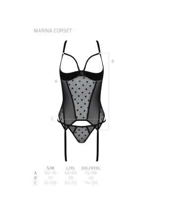 CORSÉ Y TANGA MARINA NEGRO DEVIL COLLECTION PASSION