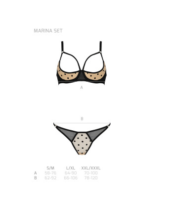 CONJUNTO DE 2 PEÇAS COM SUTIÃ ABERTO MARINA BEGE DEVIL COLLECTION PASSION