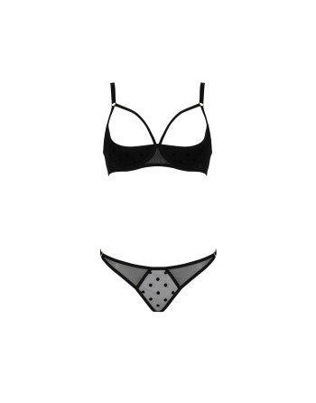 CONJUNTO DE 2 PEÇAS COM SUTIÃ ABERTO MARINA PRETO DEVIL COLLECTION PASSION