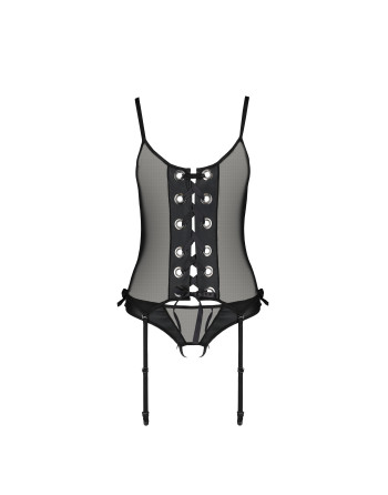 CORSÉ Y TANGA NESSY NEGRO PASSION