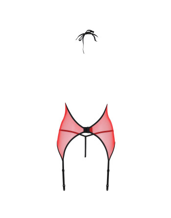 CORSÉ Y TANGA PEONIA ROJO EROTIC LINE PASSION