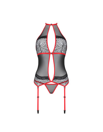 CORSÉ Y TANGA SATARA ROJO EROTIC LINE PASSION