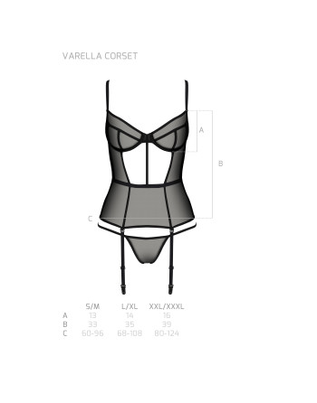 CORSÉ Y TANGA VARELLA NEGRO ECO PASSION