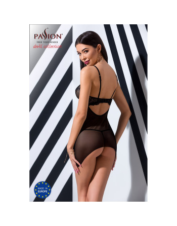 CAMISA DE NOITE E TANGA VERONIQUE PRETO PASSION