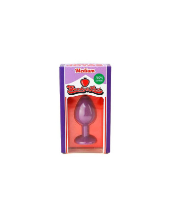 PLUG ANAL DE SILICONA CON JOYA MORADO CANDY LUST
