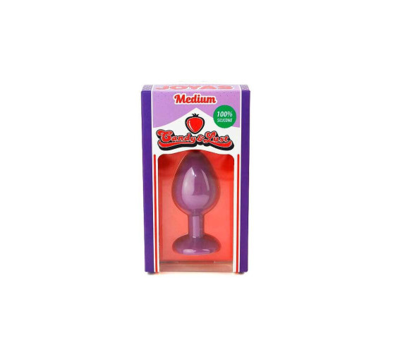 PLUG ANAL DE SILICONA CON JOYA MORADO CANDY LUST