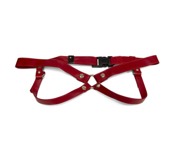 ARNÊS ARTESANAL EM COURO VERMELHO 3 CM/ L LULÚ LAFEM