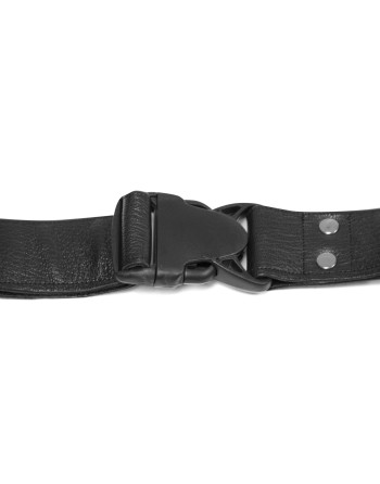 ARNÊS ARTESANAL EM COURO PRETO 3 CM/ L LULÚ LAFEM