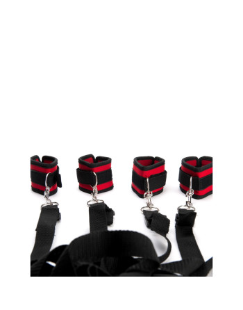 CONJUNTO DE RESTRIÇÕES PARA CAMA ARGUS FETISH PRETO E VERMELHO ARGUS TOYS