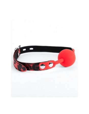 MORDAÇA COM BOLA DE SILICONE RED LEOPARD ARGUS FETISH ARGUS TOYS