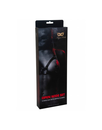 MORDAÇA COM ANEL E PINÇAS PARA MAMILOS OPEN WIDE SET ARGUS FETISH ARGUS TOYS