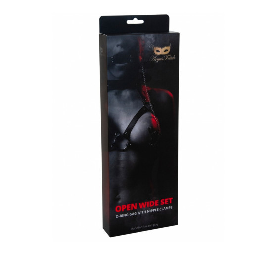 MORDAZA DE ANILLO CON PINZAS PARA PEZONES OPEN WIDE SET ARGUS FETISH ARGUS TOYS
