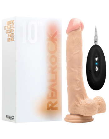 VIBRADOR REALISTA CON TESTÍCULOS REALROCK 10” BLANCO
