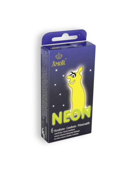 PRESERVATIVOS FLUORESCENTES NÉON 6 UNIDADES