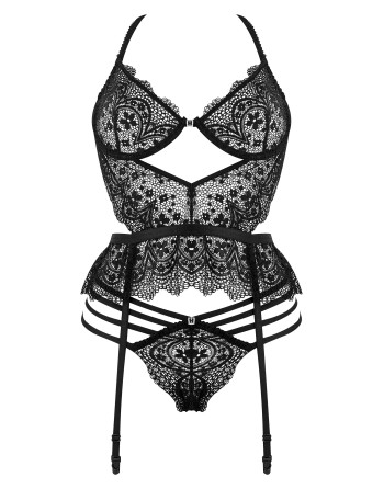 CORSÉ Y TANGA LACE TEMPTATION NEGRO BEAUTY NIGHT FASHION