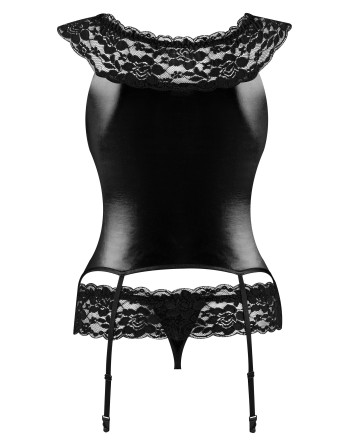 CORPETE E TANGA RAVEN SET PRETO BEAUTY NIGHT FASHION