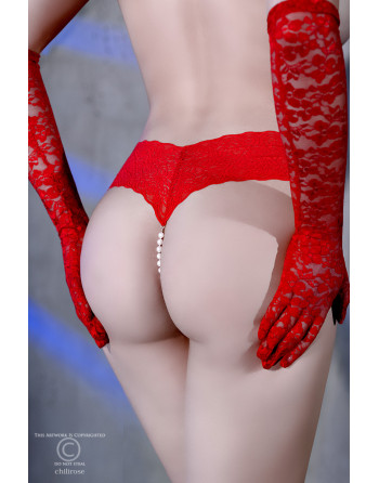 TANGA DE PERLAS CR-4395 ROJO CON BALA VIBRADORA