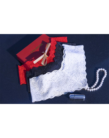 TANGA DE PÉROLAS CR-4395 BRANCA COM BALA VIBRATÓRIA