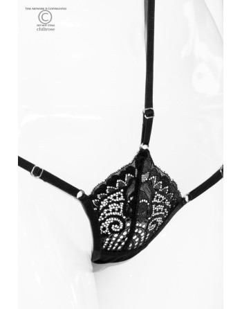 CUECA FIO DENTAL COM GARGANTILHA CR-4385 PRETA