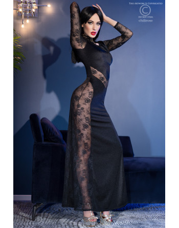 VESTIDO DE COCKTAIL LARGO CR-4408 NEGRO
